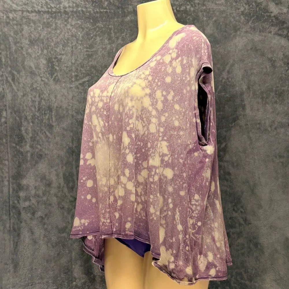 Vintage Free People Purple Specialty Dye Asymmetrical Tunic Top L